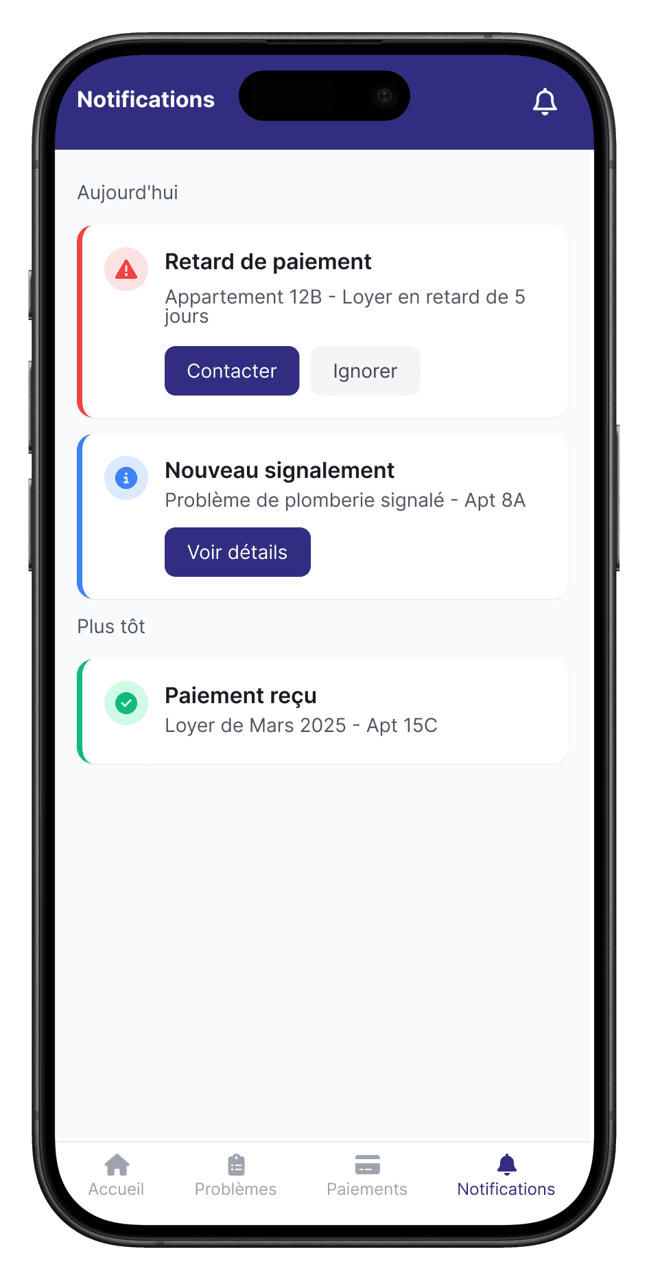Notifications propriétaire — échéances et interventions
