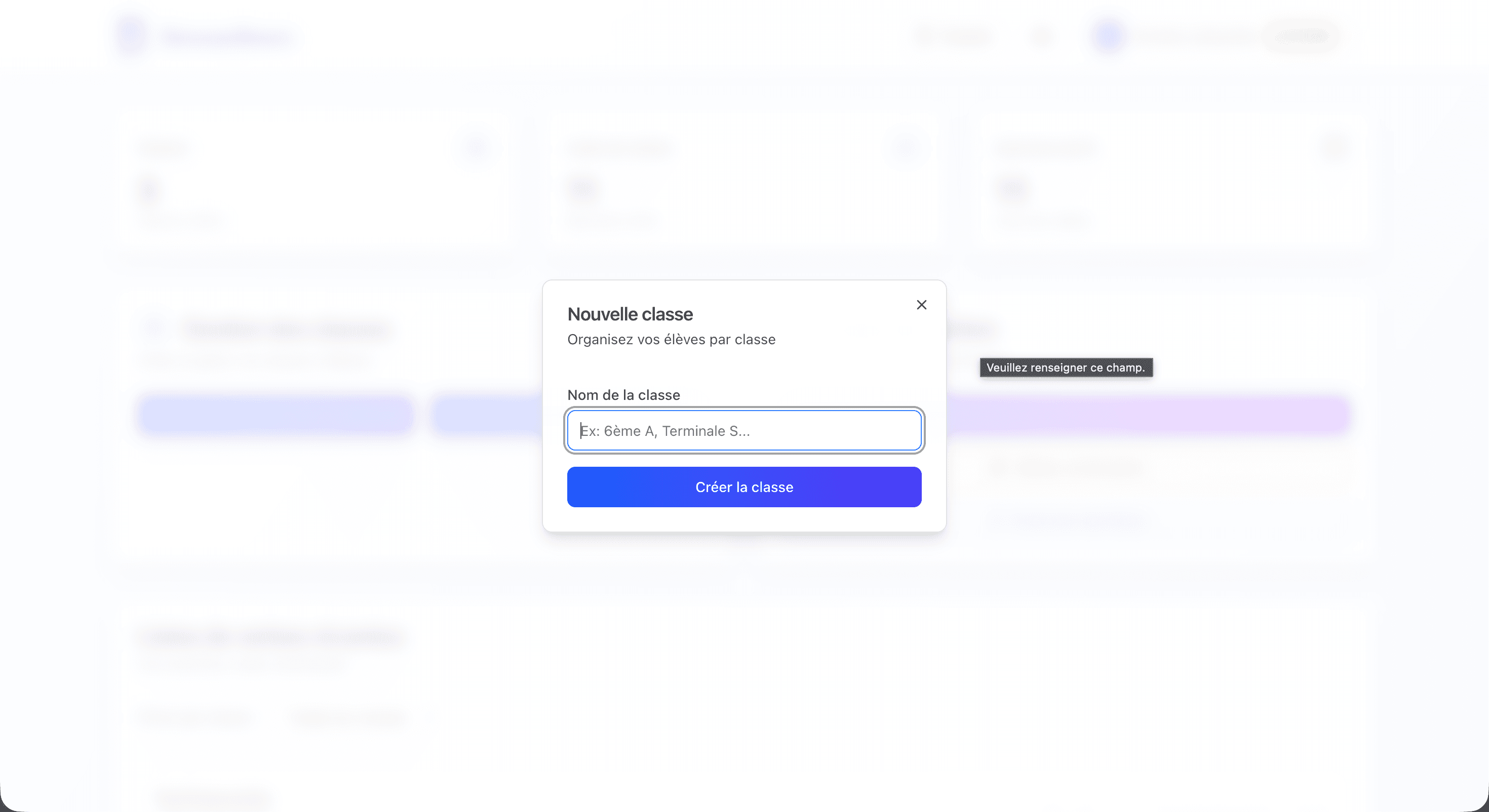 Création d'une classe avec code d'accès et QR code